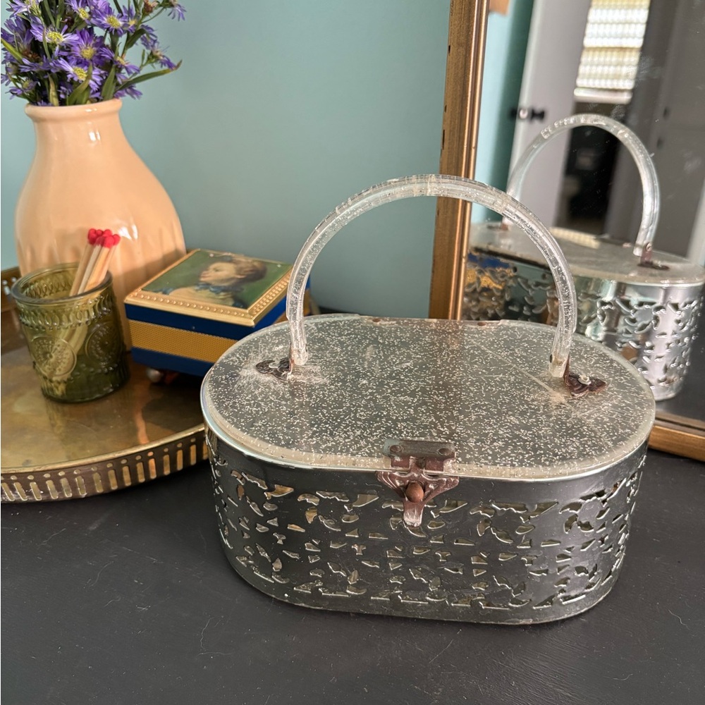 Vintage Lucite & Metal Box Purse